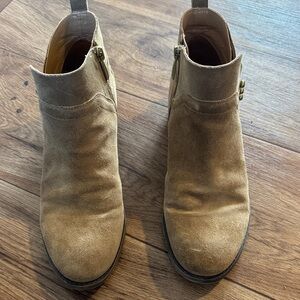 Franco Sarto Taupe Suede Ankle Boots